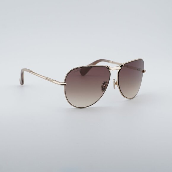Max Mara MILLER-2 MM0134 32F Sunglasses Gold Aviator Frame, Brown Lenses